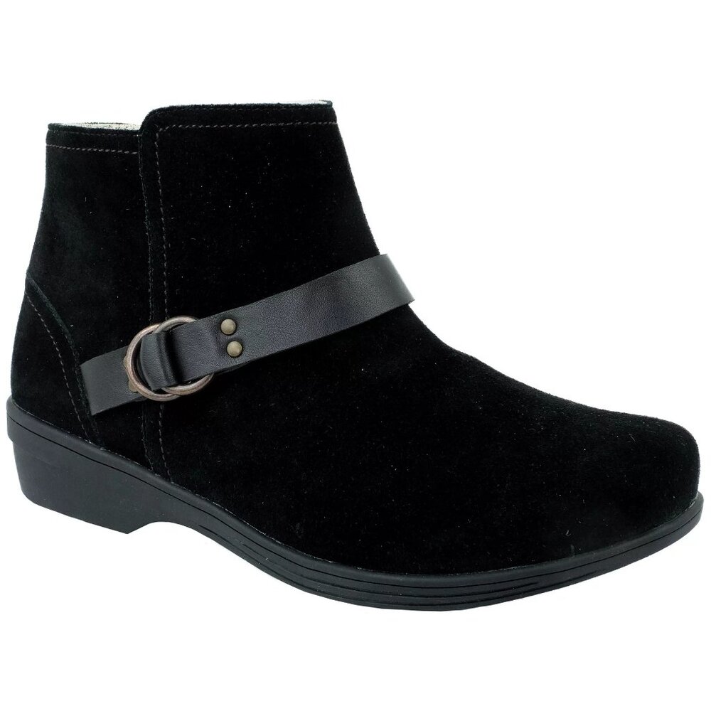 Revitalign Orthotic Malibu Women's Black Suede Ankle Boots With Buckle Size 11B